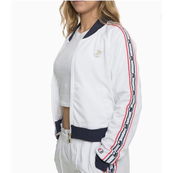 Champion Track Jacket Womens Large White Life Crown C Logo Full Zip Track Jacket - Picture 2 of 16